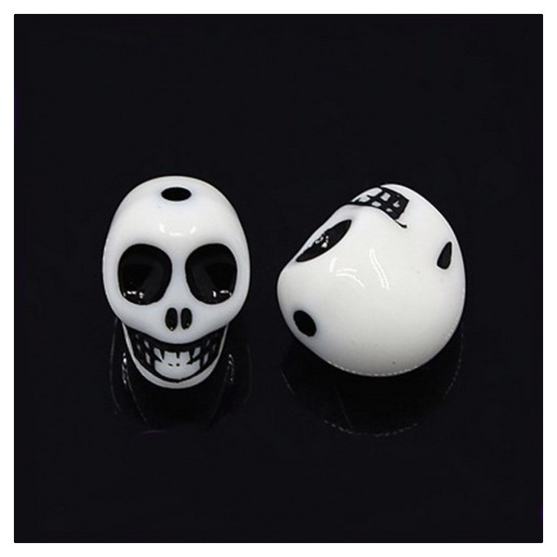 5 Perles Tête de Mort Crâne en Acrylique Gothique Halloween