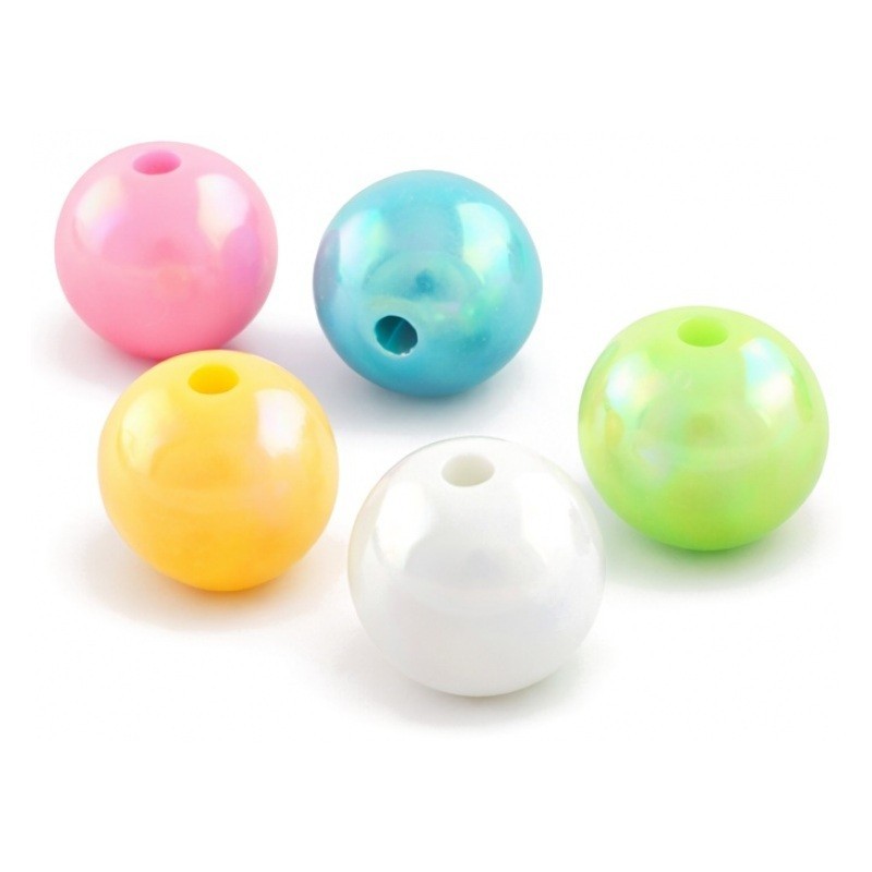 100 Perles Rondes Brillantes Multicolores en Acrylique 8mm