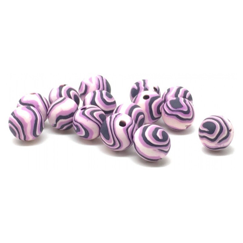 15 Perles Violettes en Pâte Polymère Fimo 8mm
