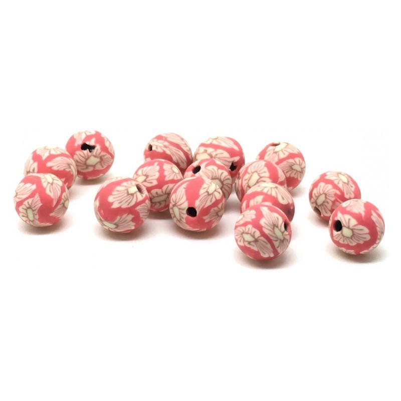 15 Perles Rouges en Pâte Polymère Fimo 8mm
