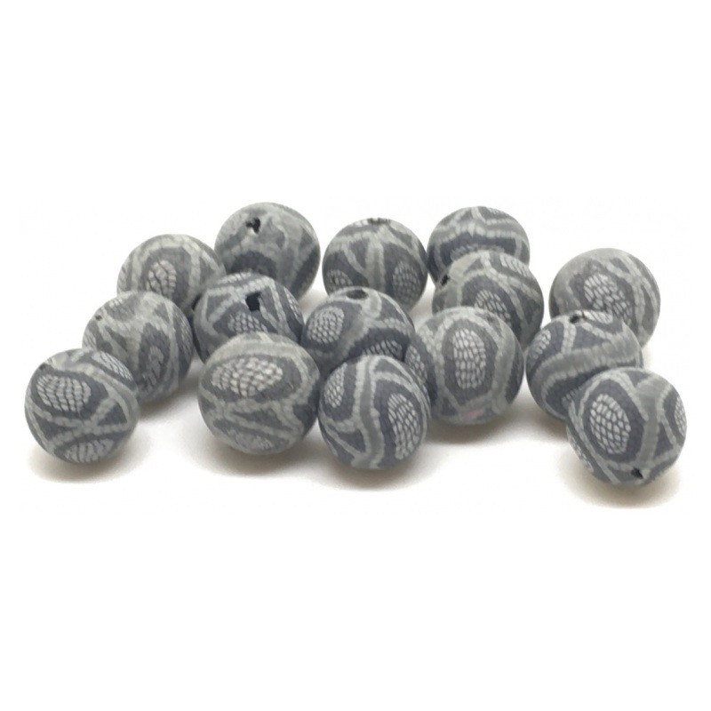 15 Perles Grises en Pâte Polymère Fimo 8mm