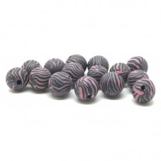 15 Perles Noires/Roses en Pâte Polymère Fimo 8mm pour la Création de Bijoux Fantaisie - DIY