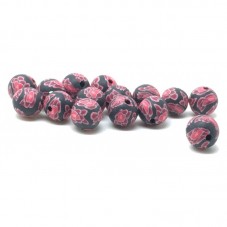 15 Perles Noires/Rouges en Pâte Polymère Fimo 8mm pour la Création de Bijoux Fantaisie - DIY