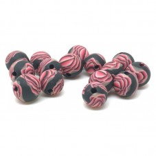 15 Perles Noires/Roses en Pâte Polymère Fimo 8mm pour la Création de Bijoux Fantaisie - DIY