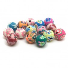 15 Perles Multicolores en Pâte Polymère Fimo 8mm pour la Création de Bijoux Fantaisie - DIY