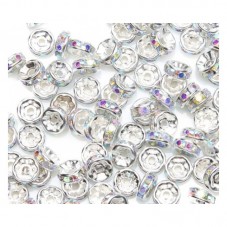 5 Perles Intercalaires Strass en Métal Argenté 8mm pour la Création de Bijoux Fantaisie - DIY