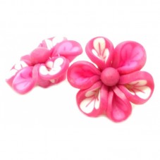 4 Perles Fleurs Fuchsia en Pâte Polymère Fimo 20mm pour la Création de Bijoux Fantaisie - DIY