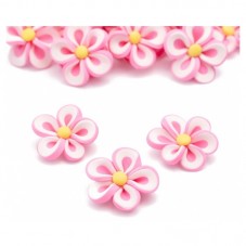 5 Perles Fleurs Roses en Pâte Polymère Fimo 20mm pour la Création de Bijoux Fantaisie - DIY