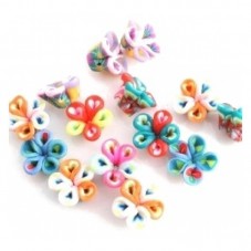 4 Perles Fleurs en Pâte Polymère Fimo 10mm pour la Création de Bijoux Fantaisie - DIY