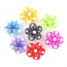 10 Perles Fleurs en Pâte Polymère Fimo 25mm pour la Création de Bijoux Fantaisie - DIY