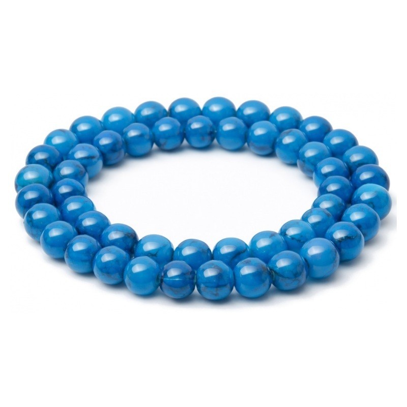 10 Perles en Pierre Synthétique Bleu 10mm