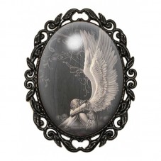 Broche Noire avec Cabochon en Verre Ange pour la Création de Bijoux Fantaisie - DIY