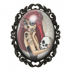 Broche Noire avec Cabochon en Verre Ariel Gothique pour la Création de Bijoux Fantaisie - DIY