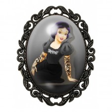 Broche Noire avec Cabochon en Verre Blanche-Neige Gothique pour la Création de Bijoux Fantaisie - DIY