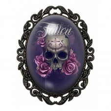 Broche Noire avec Cabochon en Verre Crâne Gothique pour la Création de Bijoux Fantaisie - DIY