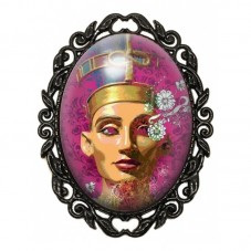 Broche Noire avec Cabochon en Verre Egypte pour la Création de Bijoux Fantaisie - DIY