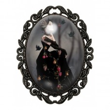 Broche Noire avec Cabochon en Verre Femme Gothique pour la Création de Bijoux Fantaisie - DIY