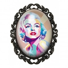 Broche Noire avec Cabochon en Verre Marilyn Monroe pour la Création de Bijoux Fantaisie - DIY
