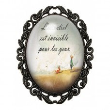 Broche Noire avec Cabochon en Verre Le Petit Prince pour la Création de Bijoux Fantaisie - DIY