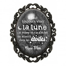 Broche Noire avec Cabochon en Verre Oscar Wilde pour la Création de Bijoux Fantaisie - DIY