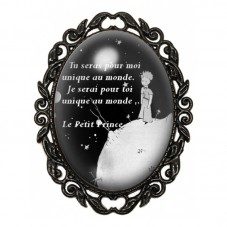 Broche Noire avec Cabochon en Verre Le Petit Prince pour la Création de Bijoux Fantaisie - DIY
