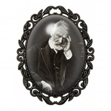 Broche Noire avec Cabochon en Verre Victor Hugo pour la Création de Bijoux Fantaisie - DIY