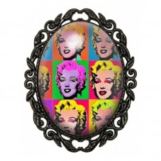 Broche Noire avec Cabochon en Verre Marilyn Monroe - Andy Warhol pour la Création de Bijoux Fantaisie - DIY
