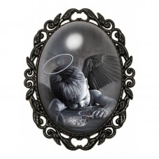 Broche Noire avec Cabochon en Verre Bébé Ange Gothique pour la Création de Bijoux Fantaisie - DIY