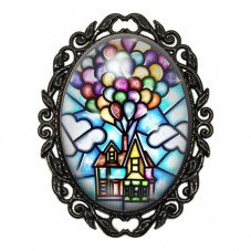 Broche Noire avec Cabochon en Verre Là-Haut pour la Création de Bijoux Fantaisie - DIY