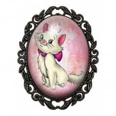 Broche Noire avec Cabochon en Verre Chat Marie pour la Création de Bijoux Fantaisie - DIY