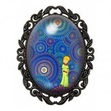 Broche Noire avec Cabochon en Verre Le Petit Prince pour la Création de Bijoux Fantaisie - DIY