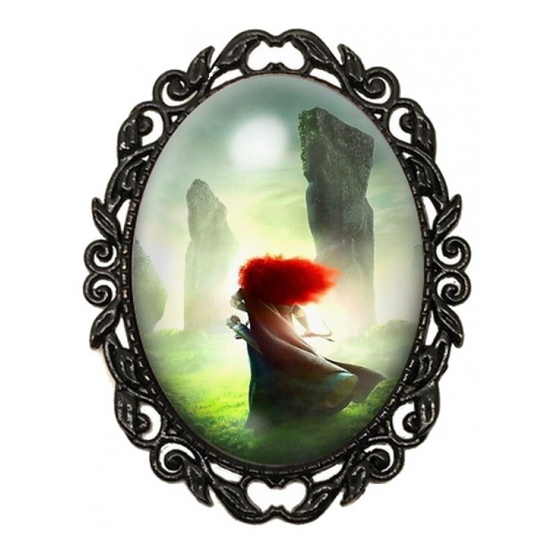 Broche Noire avec Cabochon en Verre Rebelle