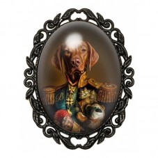 Broche Noire avec Cabochon en Verre Chien pour la Création de Bijoux Fantaisie - DIY