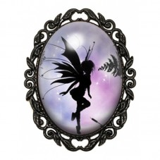 Broche Noire avec Cabochon en Verre Fée pour la Création de Bijoux Fantaisie - DIY