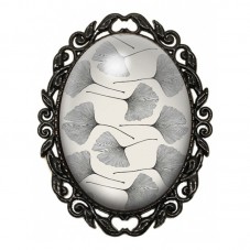 Broche Noire avec Cabochon en Verre Fleurs pour la Création de Bijoux Fantaisie - DIY