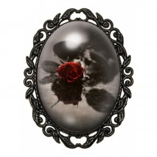 Broche Noire avec Cabochon en Verre Fleur Rose pour la Création de Bijoux Fantaisie - DIY