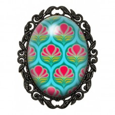 Broche Noire avec Cabochon en Verre Fantaisie pour la Création de Bijoux Fantaisie - DIY