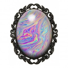 Broche Noire avec Cabochon en Verre Fantaisie pour la Création de Bijoux Fantaisie - DIY