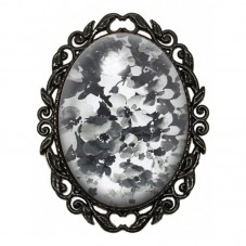 Broche Noire avec Cabochon en Verre Fleurs pour la Création de Bijoux Fantaisie - DIY