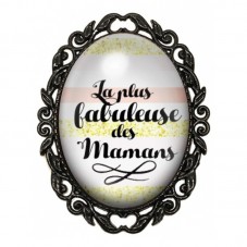 Broche Noire avec Cabochon en Verre La Plus Fabuleuse des Mamans pour la Création de Bijoux Fantaisie - DIY