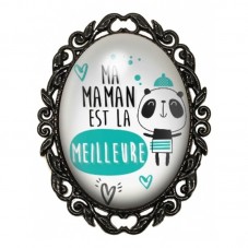 Broche Noire avec Cabochon en Verre Ma Maman est la Meilleure pour la Création de Bijoux Fantaisie - DIY