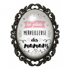 Broche Noire avec Cabochon en Verre La Plus Merveilleuse des Mamans pour la Création de Bijoux Fantaisie - DIY