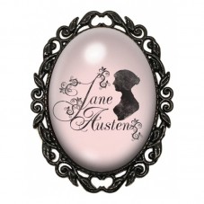 Broche Noire avec Cabochon en Verre Jane Austen pour la Création de Bijoux Fantaisie - DIY
