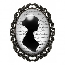 Broche Noire avec Cabochon en Verre Jane Austen pour la Création de Bijoux Fantaisie - DIY