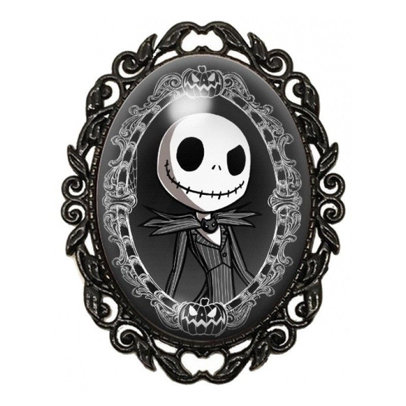Broche Noire avec Cabochon en Verre Jack Gothique