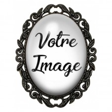 Broche Noire avec Cabochon en Verre Personnalisation pour la Création de Bijoux Fantaisie - DIY