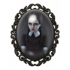 Broche Noire avec Cabochon en Verre Mercredi Gothique pour la Création de Bijoux Fantaisie - DIY