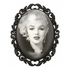 Broche Noire avec Cabochon en Verre Marilyn Monroe pour la Création de Bijoux Fantaisie - DIY