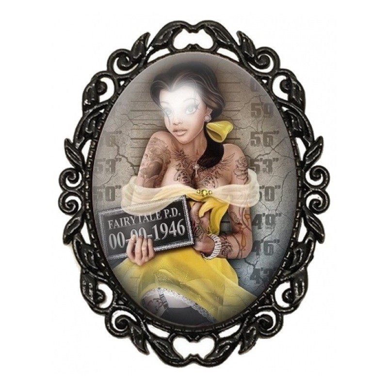 Broche Noire avec Cabochon en Verre Belle Tatouée Coupable