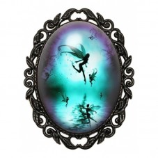 Broche Noire avec Cabochon en Verre Fée pour la Création de Bijoux Fantaisie - DIY